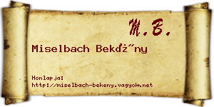 Miselbach Bekény névjegykártya